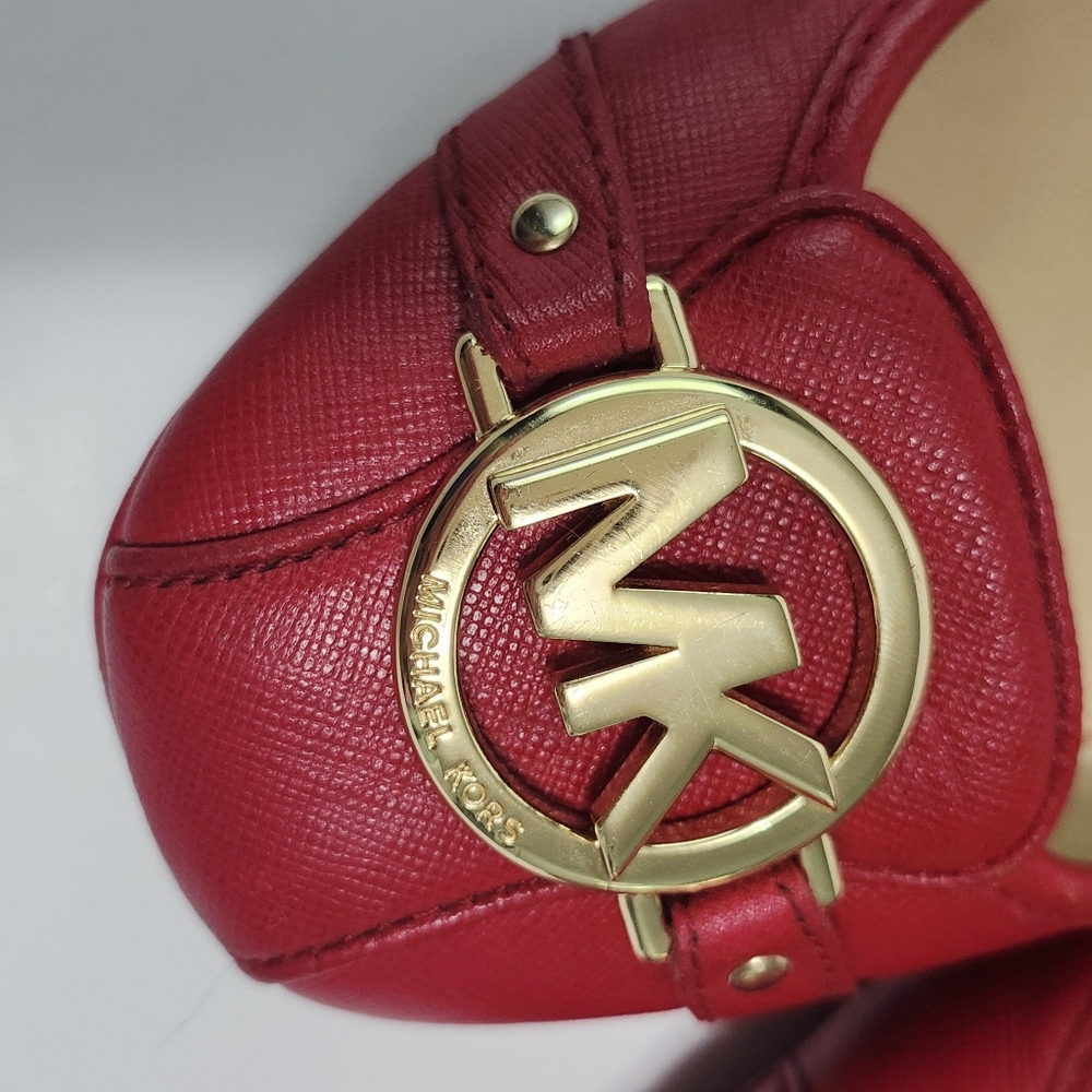 Michael KORS Leather Red Flats Shoes 7.5 - Picture 12 of 14